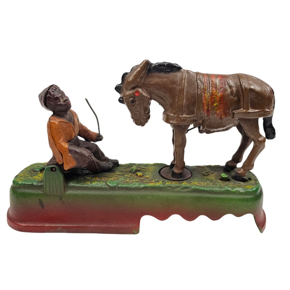 Always Did Spise A Mule Cast Iron Mechanical Bank Book of Knowledge Reproduction